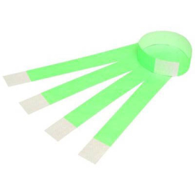 Rexel 9861104 tyvek wristbands with serial number fluoro green pack 100 #R9861104