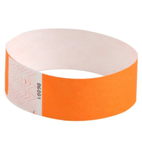 Rexel tyvek wristbands with serial number fluro orange pack 100 #R9861106