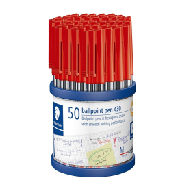 Staedtler stick 430 ballpen medium 0.45mm red box 50 #S430MR50