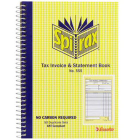 Spirax 555 duplicate tax invoice and statement book #S555