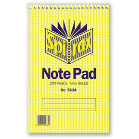 Spirax spiral bound notepad 200 x 127mm 200 pages top opening #S563A