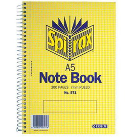 Spirax spiral notebook 7mm ruled A5 300 page #S571