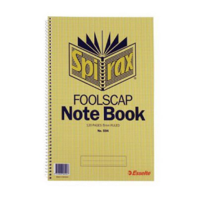 Spirax spiral bound notebook foolscap 30 page side opening #S594