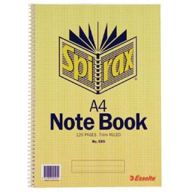 Spirax spiral bound notebook A4 120 page side opening #S595