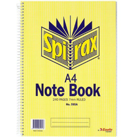 Spirax spiral bound notebook A4 240 page side opening #S595A