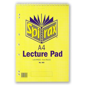 Spirax spiral bound lecture pad A4 140 page top opening #S905