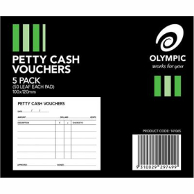Olympic petty cash pads 50 leaf pack 5 #TPCV5