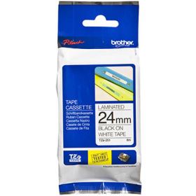 Brother tze-251 laminated labelling tape 24mm black on white #TZ251
