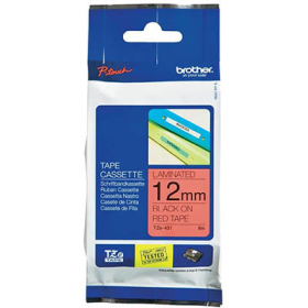 Brother tze-431 laminated labelling tape 12mm black on red #TZ431