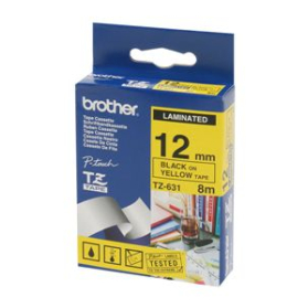 Brother tze-631 laminated labelling tape 12mm black on yellow #TZ631