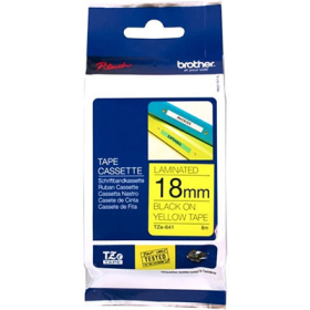 Brother tze-641 laminated labelling tape 18mm black on yellow #TZ641