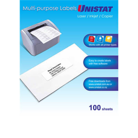 Unistat 38965 multipurpose label 65 per sheet 38.1x21.2mm box 100 sheets #U65