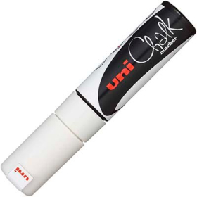 Uni pwe17k liquid chalk markers wet wipe chisel 15mm white #ULCMW