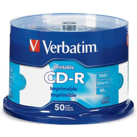 Verbatim cd-r 80min 52x inkjet printable white pack 50 #V41908