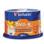 Verbatim dvd-r 4.7gb 16x white printable pack 50 #V95137