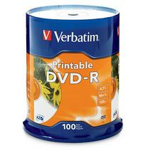 Verbatim dvd-r 4.7gb 16x white printable pack 100 #V95153