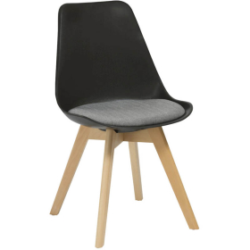 Rapidline virgo break out chair oak coloured timber leg with polypropylene shell seat black/grey #RLVIRGOCHAIRBLACK
