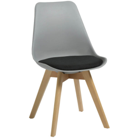 Rapidline virgo break out chair oak coloured timber leg with polypropylene shell seat grey/black #RLVIRGOCHAIRGREY