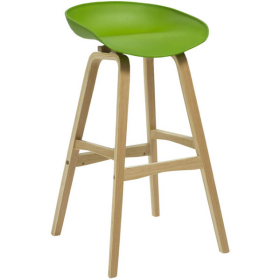 Rapidline virgo bar stool oak coloured timber frame with polypropylene shell seat lime #RLVIRGOSTOOLLIME