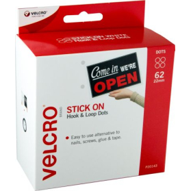Velcro brand spots hook and loop fastener 22mm 62 spots dispenser pack #VSHL