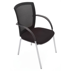 Rapidline visitor chair mesh back 4 leg chrome with arms black #RLWMVBKBK