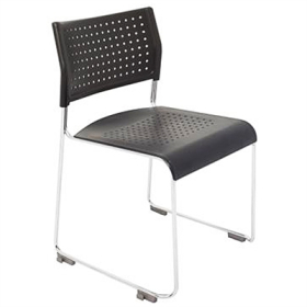 Rapidline wimbledon stacking visitor chair linking chrome frame black #RLWIMBLEDONBP