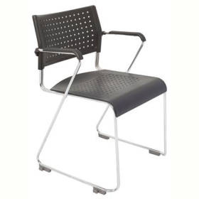 Rapidline wimbledon stacking visitor chair linking chrome frame with arms black #RLWIMBLEDONWITHARMSBP