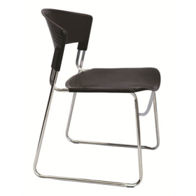 Zola plastic stacking chair linking chrome frame black #RLZOLABP